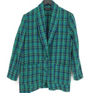 Vintage VIRGINIA'S CLOSET Green Plaid Blazer